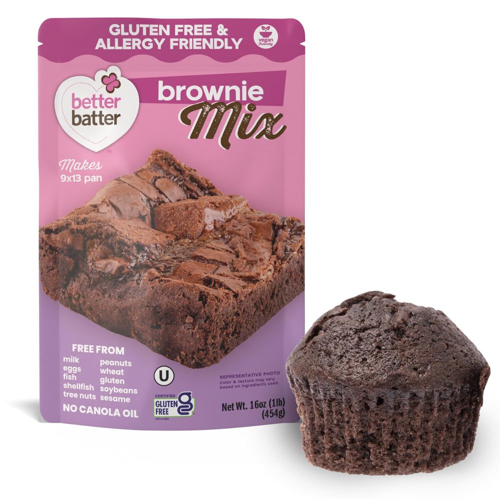 Better Batter Brownie Mix | Certified Kosher, Vegan & Gluten Free Mix for Baking Top 9 Allergen-Free Perfect for Fudgy Brownies! Add Water, Oil & Eggs Hostess Kitchen Cooking Gifts 1LB Pouch