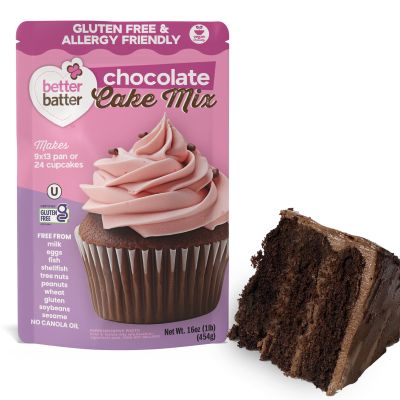 Better Batter Chocolate Cake Mix | Certified Kosher, Vegan & Gluten Free Mix for Baking Top 9 Allergen-Free Perfect for Cakes & Cupcakes! Just Add Water, Oil & Eggs Hostess Kitchen Cooking Gifts 1LB Pouch