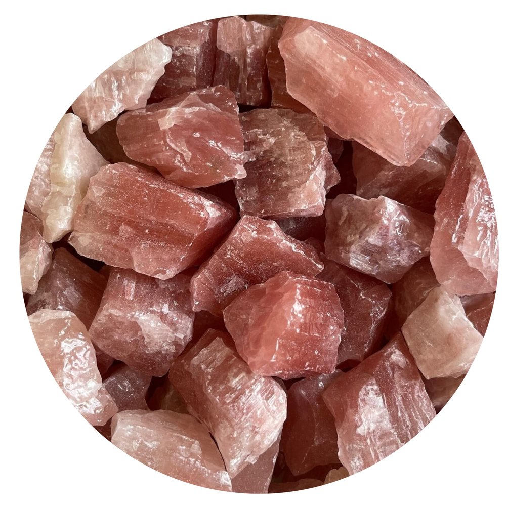 GAF TREASURES 5 LB Lot Strawberry Calcite Rough Natural Stones, Raw Calcite Crystals (Strawberry Calcite)