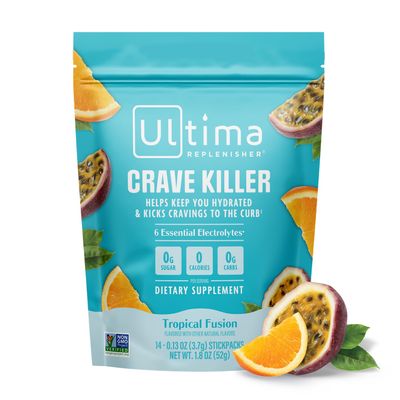 Ultima Replenisher Crave Killer Supplement and Electrolytes Powder  Tropical Fusion, 14 Stickpacks  Hydration Packets That Kick Cravings to The Curb