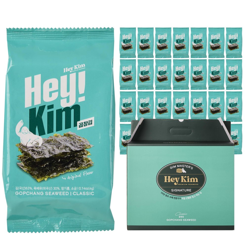 Heykim Korea Fresh Chosari Seaweed 1box contains 4g X 28ea Roasted Seaweed Sheets - Fresh, Keto, Vegan, Gluten Free