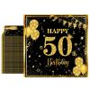 40PCS 50th Birthday Napkins Black and Gold 50th Birthday Decorations for Men Women Disposable Napkins for 50th Anniversary 50 th Birthday Wedding Retirement Party Decorations Supplies view 1
