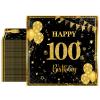 40PCS 100th Birthday Decorations Black and Gold 100th Birthday Napkins Disposable Napkins for 100th Anniversary Birthday Party Decorations Supplies view 1