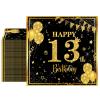 40pcs 13th Happy Birthday Napkins Black and Gold Exceptional 13th Birthday Decorations for Boys and Girls Parties, Disposable Paper Beverage dinner Napkins view 1