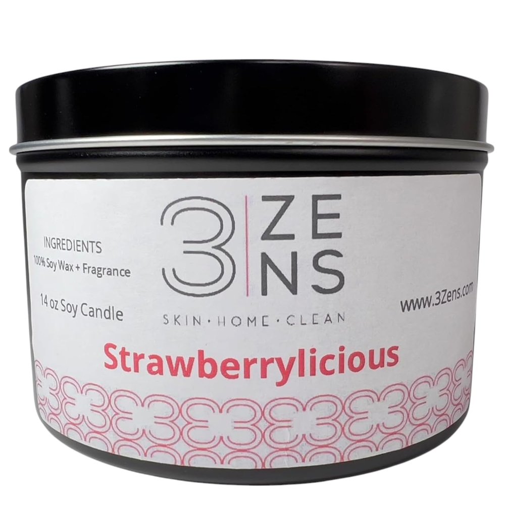 3Zens Strawberrylicious Candle - 14 Ounces, White