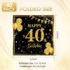 40 Pack 40th Birthday Napkins Black and Gold Glitter - 2-Ply Disposable 6.5x6.5 Inches 40th Party Supplies & Tableware view 2