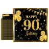40PCS 90th Birthday Decorations for Men Black and Gold 90th Birthday Napkins Disposable Napkins for 90th Anniversary Birthday Wedding Party Decorations Supplies view 1