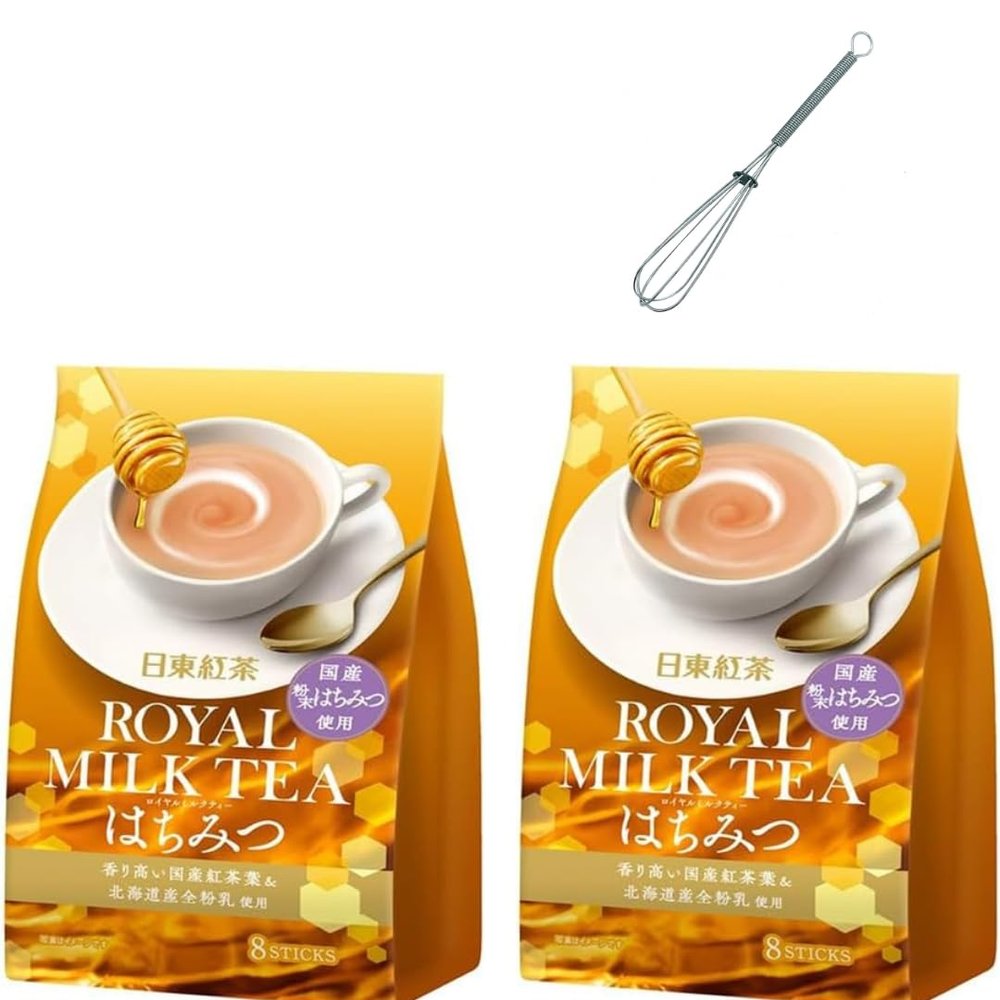 Nitto Royal Milk Tea Japanese Honey Flavor 16 Servings (8 Sticks x 2 Packs) And Stirring Rod
