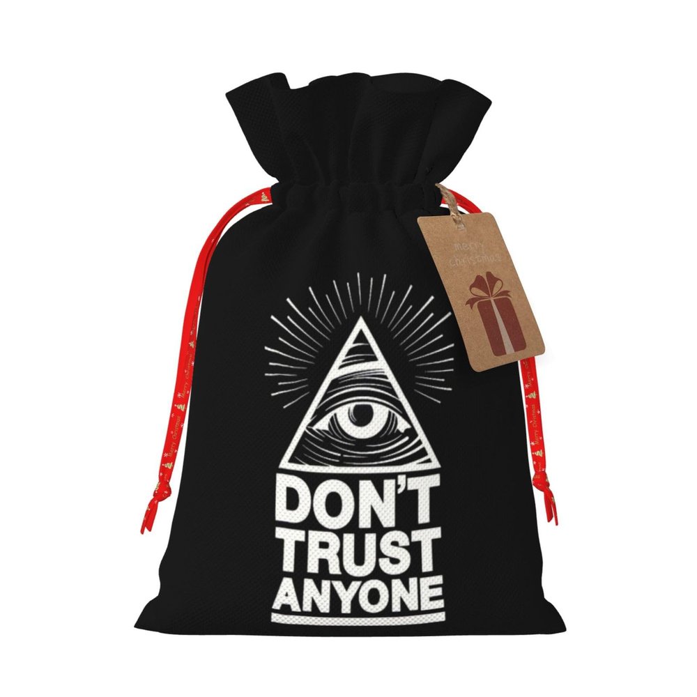 HYYTNHJSD Pyramid Illuminati Don't Trust Anyone Drawstring Burlap Gift Bags Multi-Size Festive Gift Bag