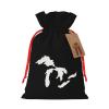 HYYTNHJSD Michigan Great Lakes State Map Drawstring Burlap Gift Bags Multi-Size Festive Gift Bag view 1