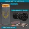 Decorative Matches in Gold Heart Foil Glass Jar | 4" All Black Long Matches (100 match sticks) Cork Top Glass Holder + Striker Stickers | Gifts, Dcor, & Candle Accessories | by Thankful Greetings,USA view 2