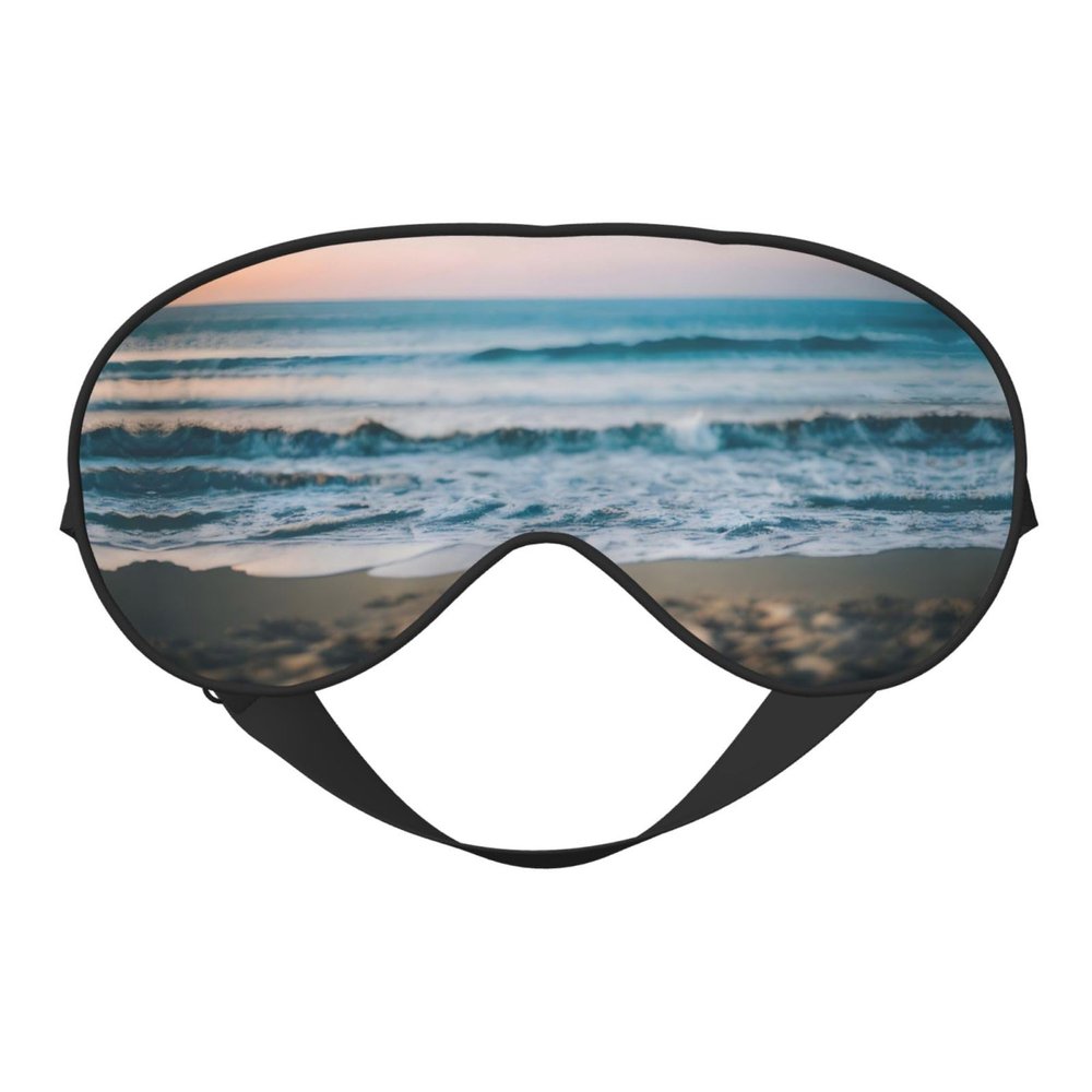 Beach and sea Double-Sided Sleep Eye Mask, Comfort Soft Blindfold with Adjustable Strap, Block Out Light
