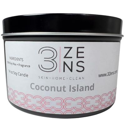 3Zens Coconut Island Candle - 14 Ounces, White