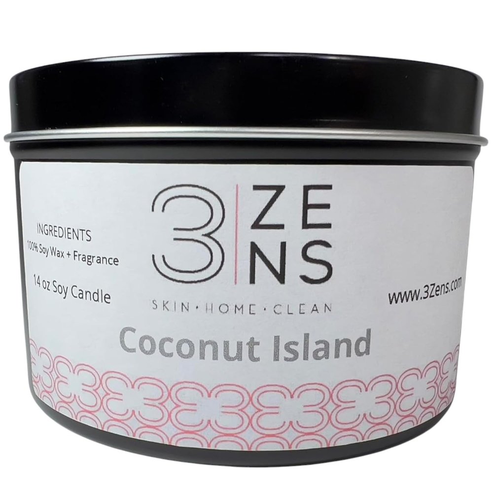 3Zens Coconut Island Candle - 14 Ounces, White