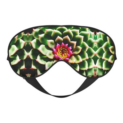 Blooming Cactus Flower Double-Sided Sleep Eye Mask, Comfort Soft Blindfold with Adjustable Strap, Block Out Light
