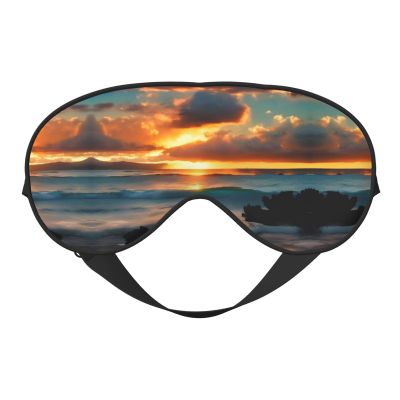Beach Maui Hawaii Sunset Sea Waves Clouds Double-Sided Sleep Eye Mask, Comfort Soft Blindfold with Adjustable Strap, Block Out Light