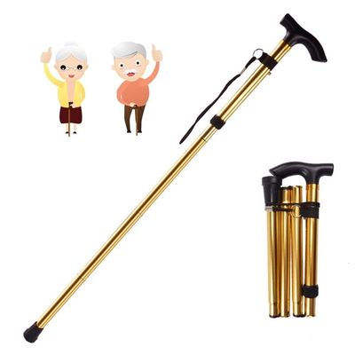 Adjustable Canes and Walking Sticks for Men Women Crutches Aluminium Elderly Walking Stick Height Adjustable 85cm-95Cm Shock Absorbing Comfy Grip(Gold)