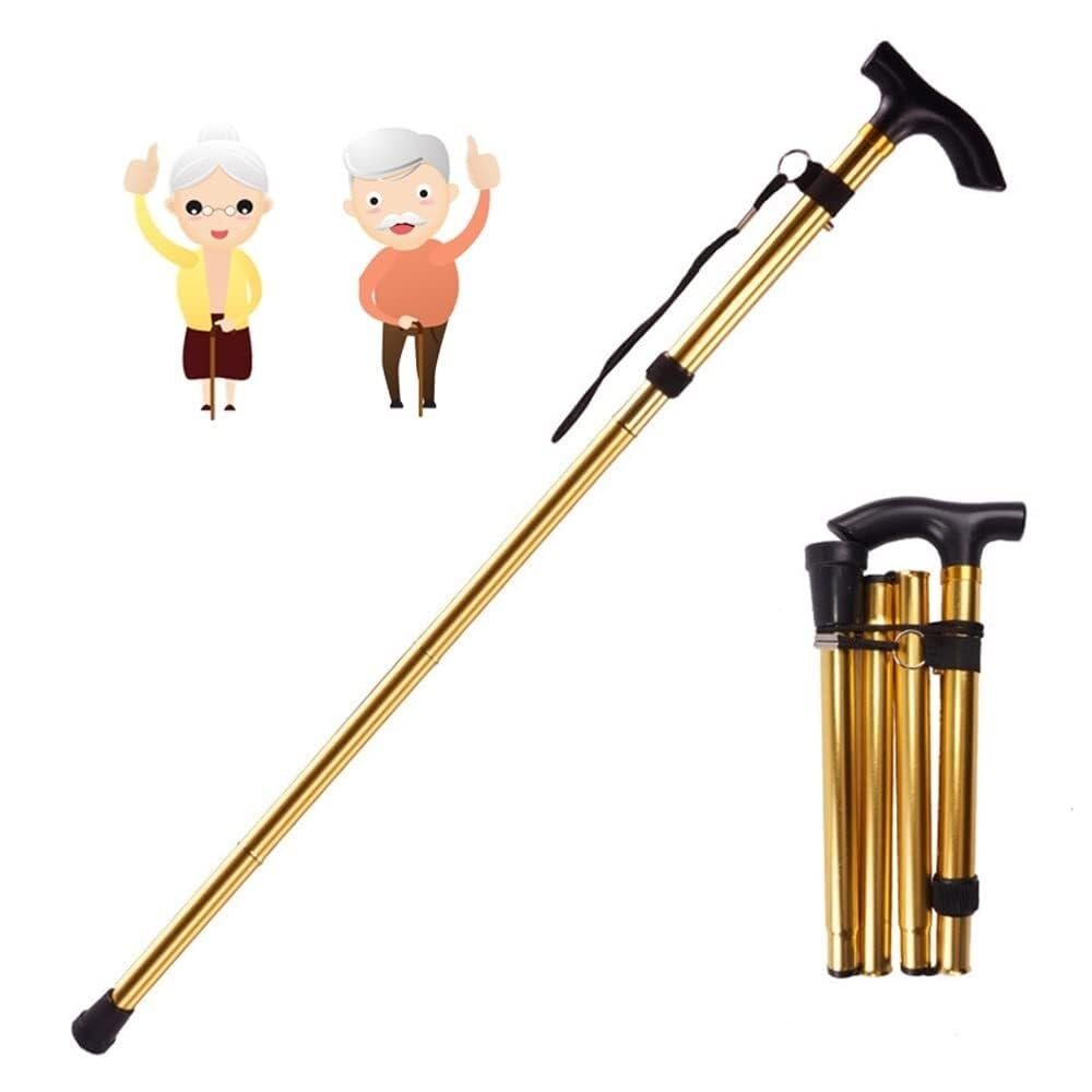 Adjustable Canes and Walking Sticks for Men Women Crutches Aluminium Elderly Walking Stick Height Adjustable 85cm-95Cm Shock Absorbing Comfy Grip(Gold)