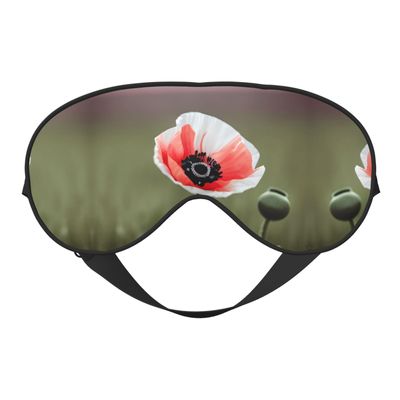 Beautiful Poppy Flower Ink Double-Sided Sleep Eye Mask, Comfort Soft Blindfold with Adjustable Strap, Block Out Light