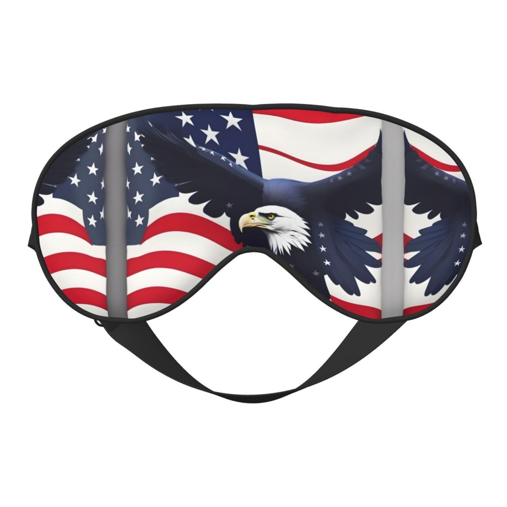 American Flag Fly Eagle Double-Sided Sleep Eye Mask, Comfort Soft Blindfold with Adjustable Strap, Block Out Light