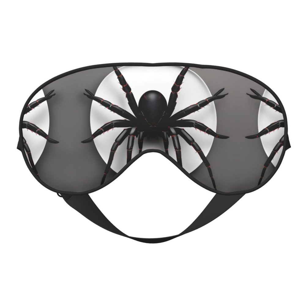 Black Spider Double-Sided Sleep Eye Mask, Comfort Soft Blindfold with Adjustable Strap, Block Out Light