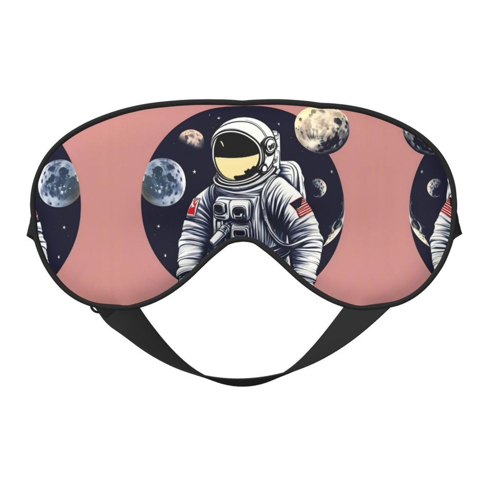 Astronaut on The Moon Double-Sided Sleep Eye Mask, Comfort Soft Blindfold with Adjustable Strap, Block Out Light