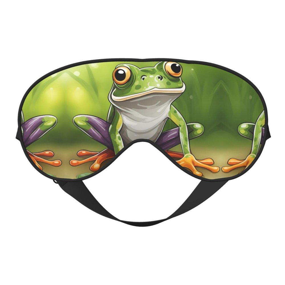 Cartoon Frog Double-Sided Sleep Eye Mask, Comfort Soft Blindfold with Adjustable Strap, Block Out Light