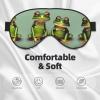 Funny Green Frogs Double-Sided Sleep Eye Mask, Comfort Soft Blindfold with Adjustable Strap, Block Out Light view 3