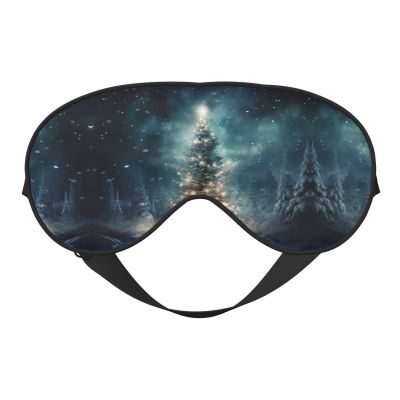 Christmas Tree Snow Double-Sided Sleep Eye Mask, Comfort Soft Blindfold with Adjustable Strap, Block Out Light