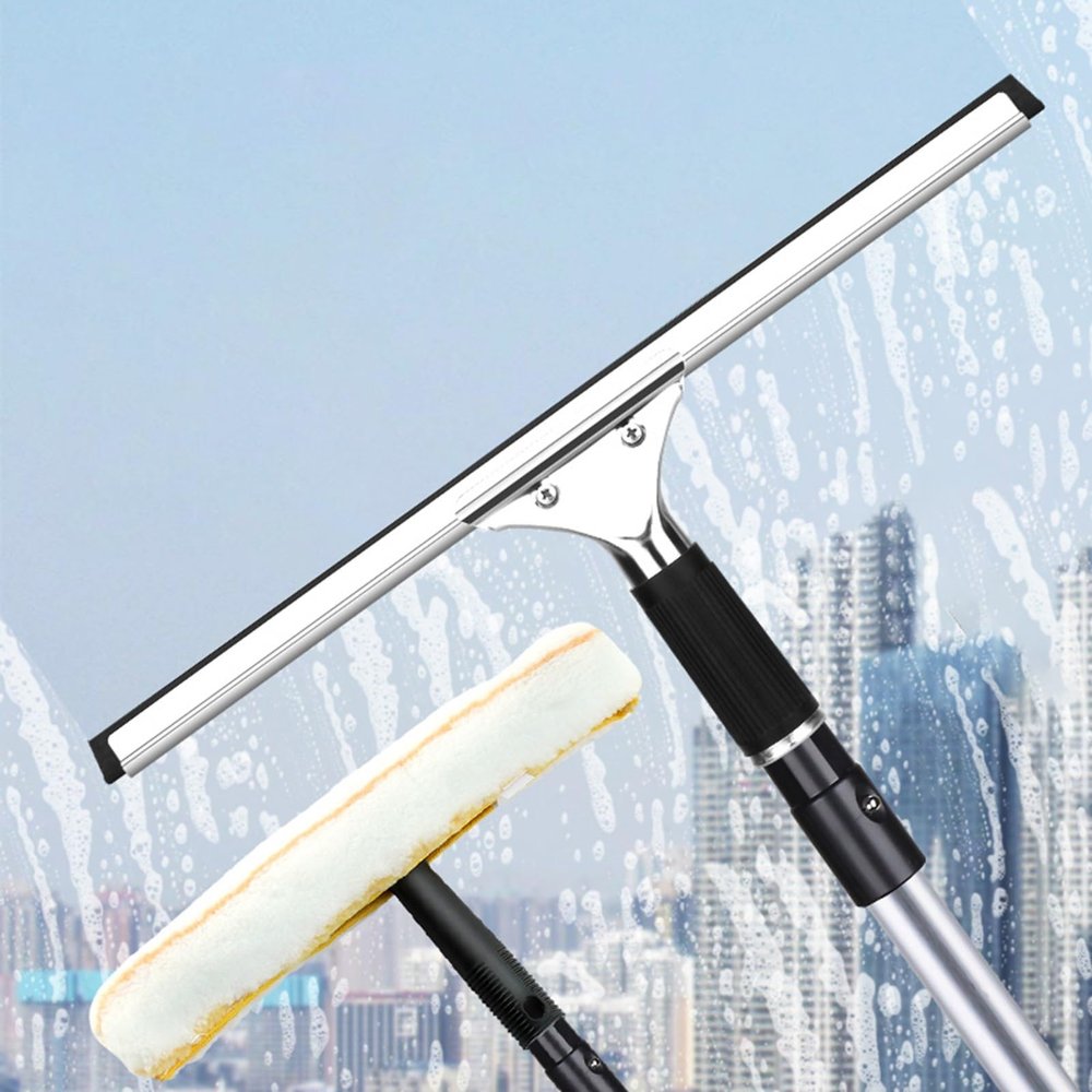 SGeneE Glass Cleaning Kit for Windows, Extendable Window Squeegee Cleaner Systems/ 33 26 17 Feet 11 4 FT Telescopic Washing Tools for Apartment Outdoor High Big Windows Doors, w,3.4m/133.8in/11.1ft