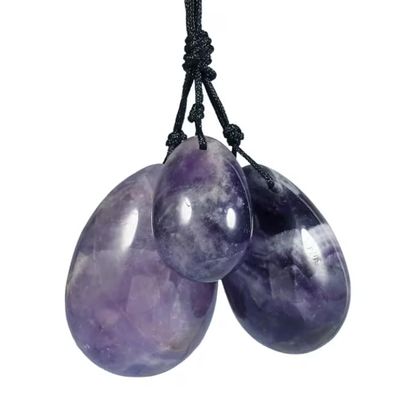 3pcs/Set Natural Stone Yoni Egg Women Kegel Exercise,Amethyst