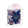 Hallmark 9" Medium Mother's Day Gift Bag with Tissue Paper (Navy Blue with Pink and Orange Flowers) (Pack of 2) view 3