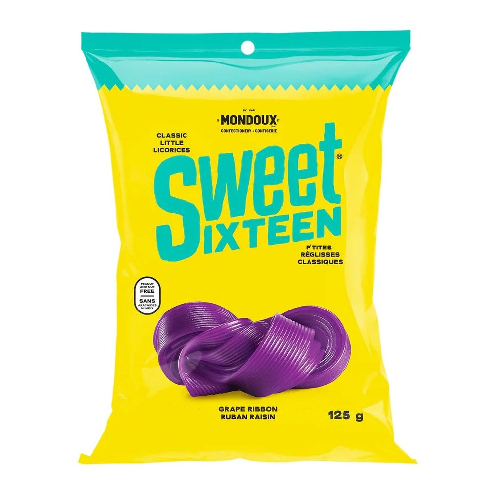 Mondoux Sweet Sixteen Ribbon Gummy, Grape Flavored, 125g/4.3 oz