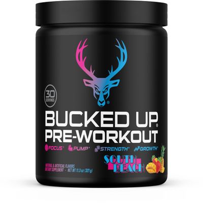 Bucked Up Pre Workout South Beach | 200mg Caffeine with Citrulline Malate Beta Alanine AlphaSize and Taurine | Pre Workout Powder (30 Servings)