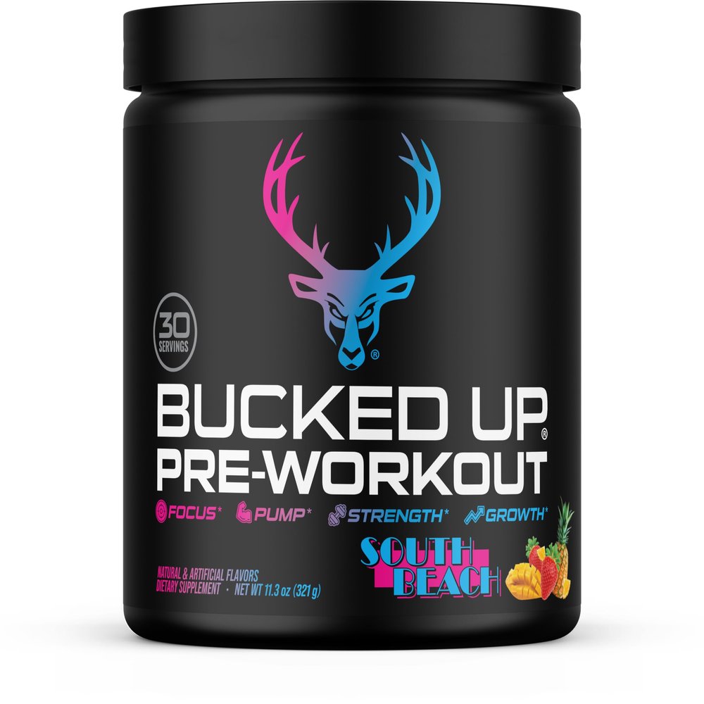 Bucked Up Pre Workout South Beach | 200mg Caffeine with Citrulline Malate Beta Alanine AlphaSize and Taurine | Pre Workout Powder (30 Servings)