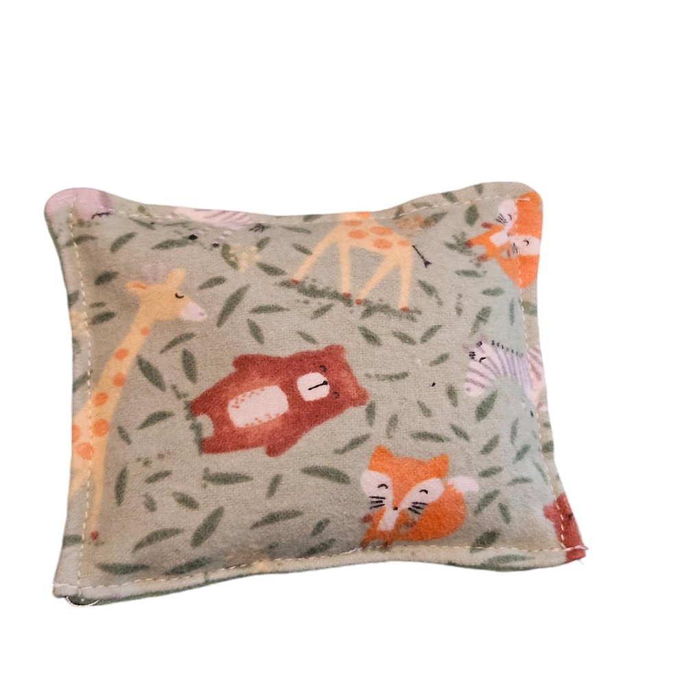 Boo Boo Rice Bag for Kids, Soft Fabric Cold Pack, Cold Hot Therapy, Ice Packs, First Aid Injuries Toothache, Breast Feeding, Reusable Eco Friendly Non toxic, Cute warm Compress (Sage Zoo Life)
