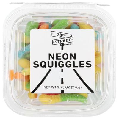 3.8th Street Neon Gummy Squiggles Tub 9.75 oz (Pack of 12)