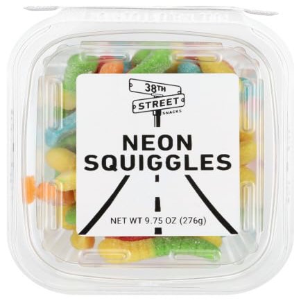 3.8th Street Neon Gummy Squiggles Tub 9.75 oz (Pack of 12)