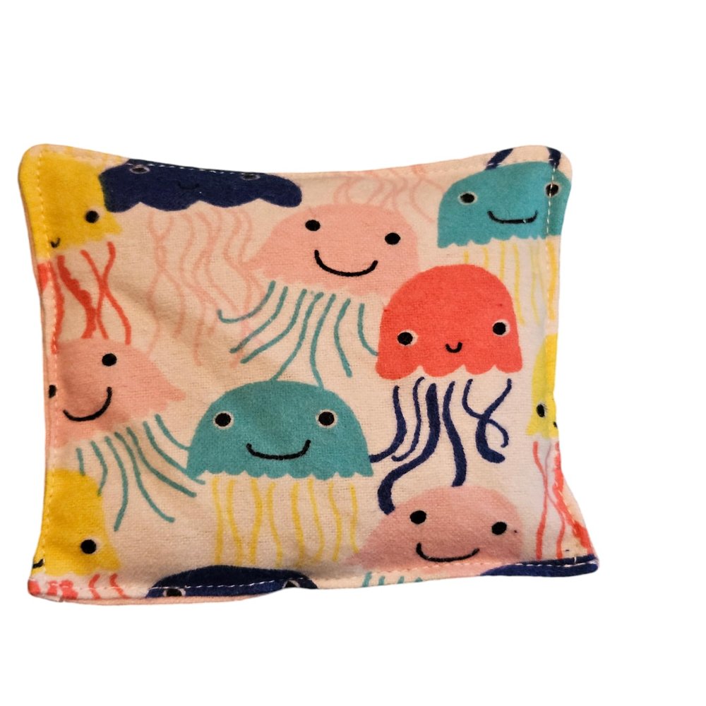 Boo Boo Rice Bag for Kids, Soft Fabric Cold Pack, Cold Hot Therapy, Ice Packs, First Aid Injuries Toothache, Breast Feeding, Reusable Eco Friendly Non toxic, Cute warm Compress (Jelly Fish)