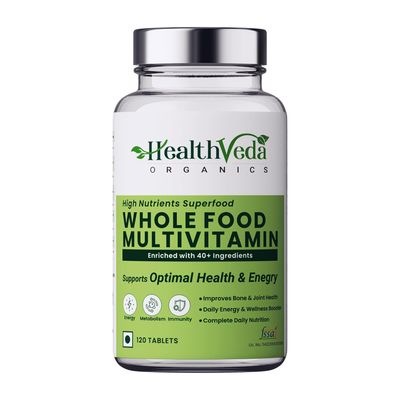 Whole Food Multivitamin with Natural Vitamins & Minerals I 120 Veg Tablets I Best for Energy, Brain, Heart & Eye Health I for Both Men & Women