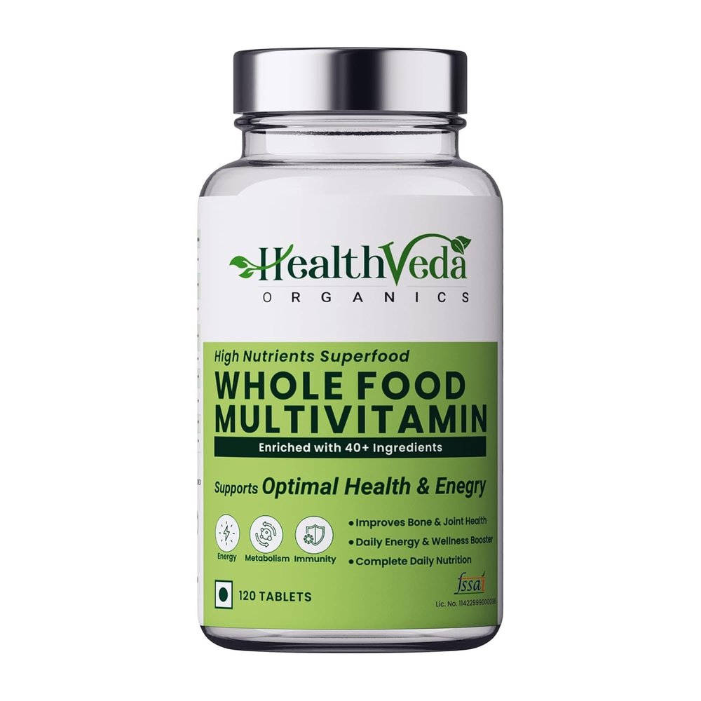 Whole Food Multivitamin with Natural Vitamins & Minerals I 120 Veg Tablets I Best for Energy, Brain, Heart & Eye Health I for Both Men & Women