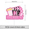 Movie Night Cake Topper Teen 10th Birthday Happy Popcorn Video Recorder Decoration, Cinema Party, Boy and Girl Birthday Party Decoration Supplies, Birthday Gifts for Kids. Pink. LIANGSS view 2