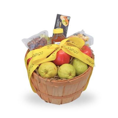 Capital City Fruit Signature Fresh Fruit Gift Basket with Apples, Pears, Crackers, Honey and Nuts (Congratulations)