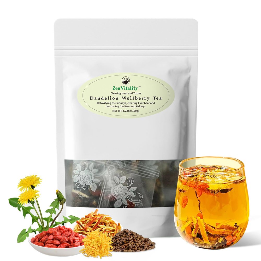 ZenVitality Dandelion Wolfberry Tea Organic 120g/12 Bags Kidneys & Liver Health, Eye Health & Digestion Tea Cassia Seed, goji berry, Chrysanthemum, Gardenia, Orange Peel, Dandelion Root tea
