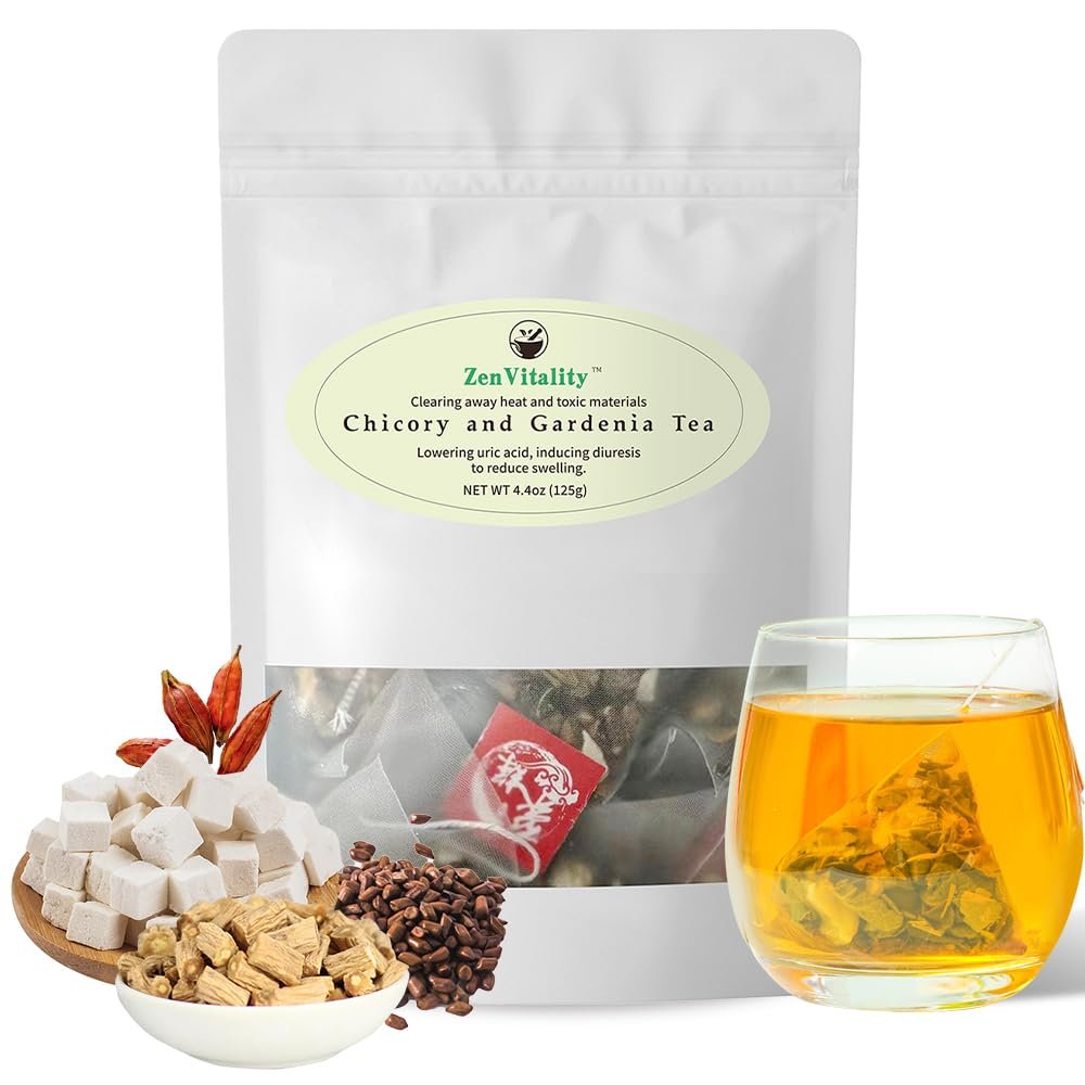 ZenVitality Organic Chicory And Gardenia Tea For Diabetics Supports Healthy Blood Sugar, Digestion, Weight & Sleep With Gardenia, Chicory Root, Dandelion Leaf Sugar Free Blend, Vegan & Caffeine Free
