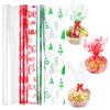 FOPINOA 3 Roll Christmas Cellophane Wrap Set, 32 in x 100 ft Christmas Cellophane Wrapping Clear Cellophane Wrap Roll Treat Gift Basket Wrapping Cellophane Paper for Xmas Party Decoration view 1