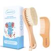 BONUMVITA Baby Hair Brush and Comb Set, Wooden Baby Hair brush with Soft Goat Bristle and Wood Comb for Newborn Essentials, Good for Cradle Cap view 1