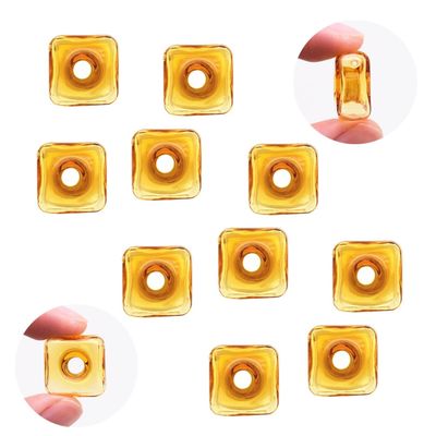 10 Pcs Thickened Square Shape Multi-Color Coloured Glaze Aromatherapy Pendant Bottle - Essential Oils Perfume Necklace Pendant Vials (Yellow)