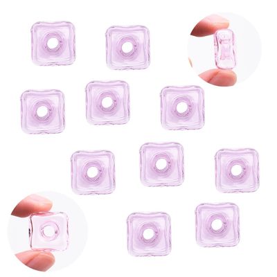 10 Pcs Thickened Square Shape Multi-Color Coloured Glaze Aromatherapy Pendant Bottle - Essential Oils Perfume Necklace Pendant Vials (Pink)