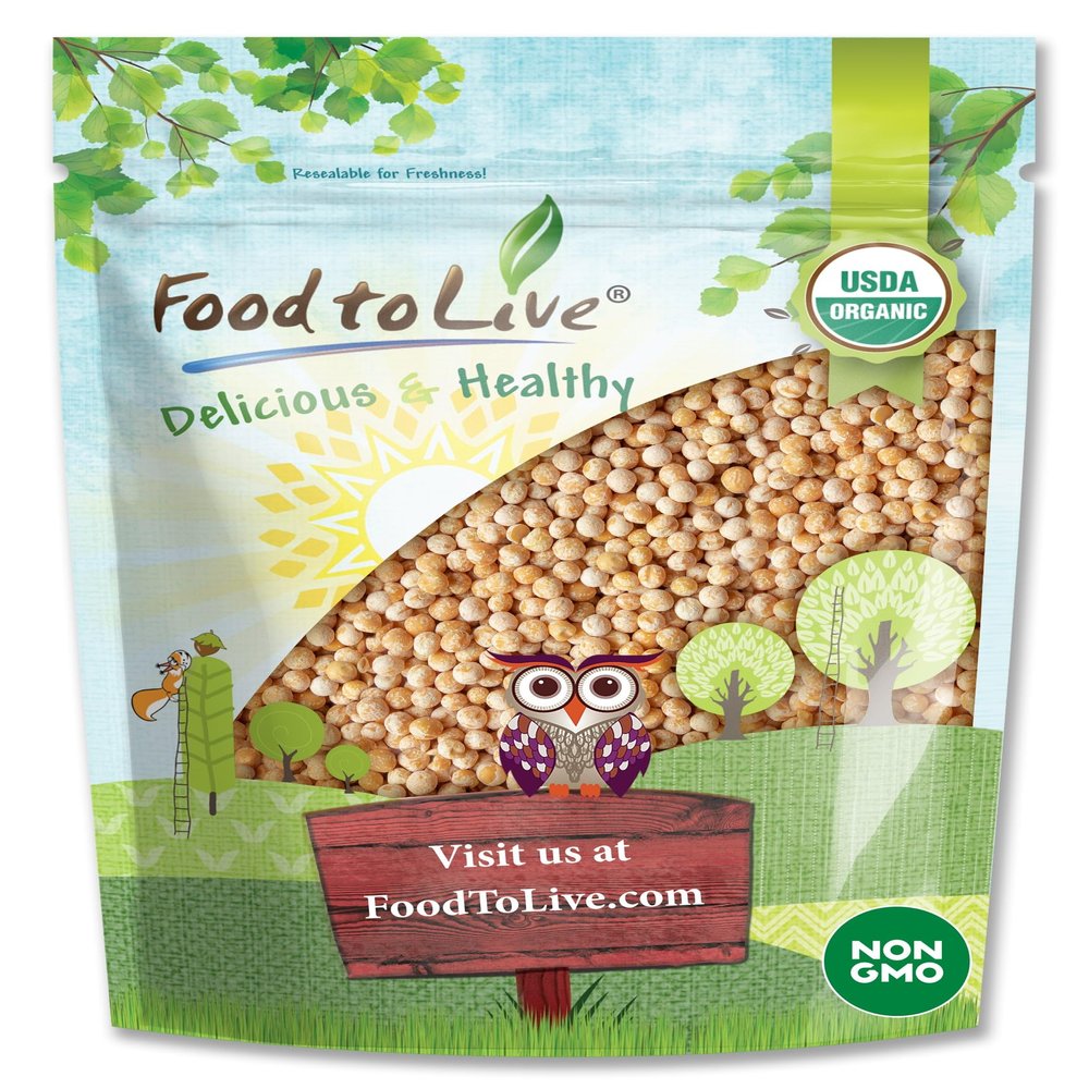 Food to Live - Organic Whole Yellow Peas, 1 Pound  Dry Non-GMO Pulses. Great for Soups, Stews & More! Good Source of Protein and Fiber. Kosher